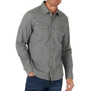 Wrangler Gray Denim Western Shirt Men’s XL – Workwear Vintage Look